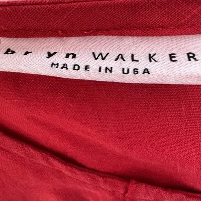 bryn WALKER Red Linen Oversized‎ Lagenlook Pullover Tunic Blouse Ruffle Small - Image 4