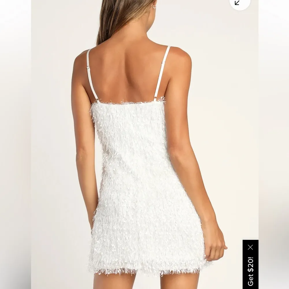 Lulus white feather fringe mini dress size xs homecoming party dress - Image 8