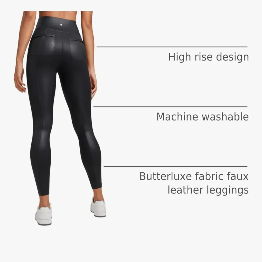 Butterluxe Women Matte Faux Leather Leggings with Back Pockets - Image 4
