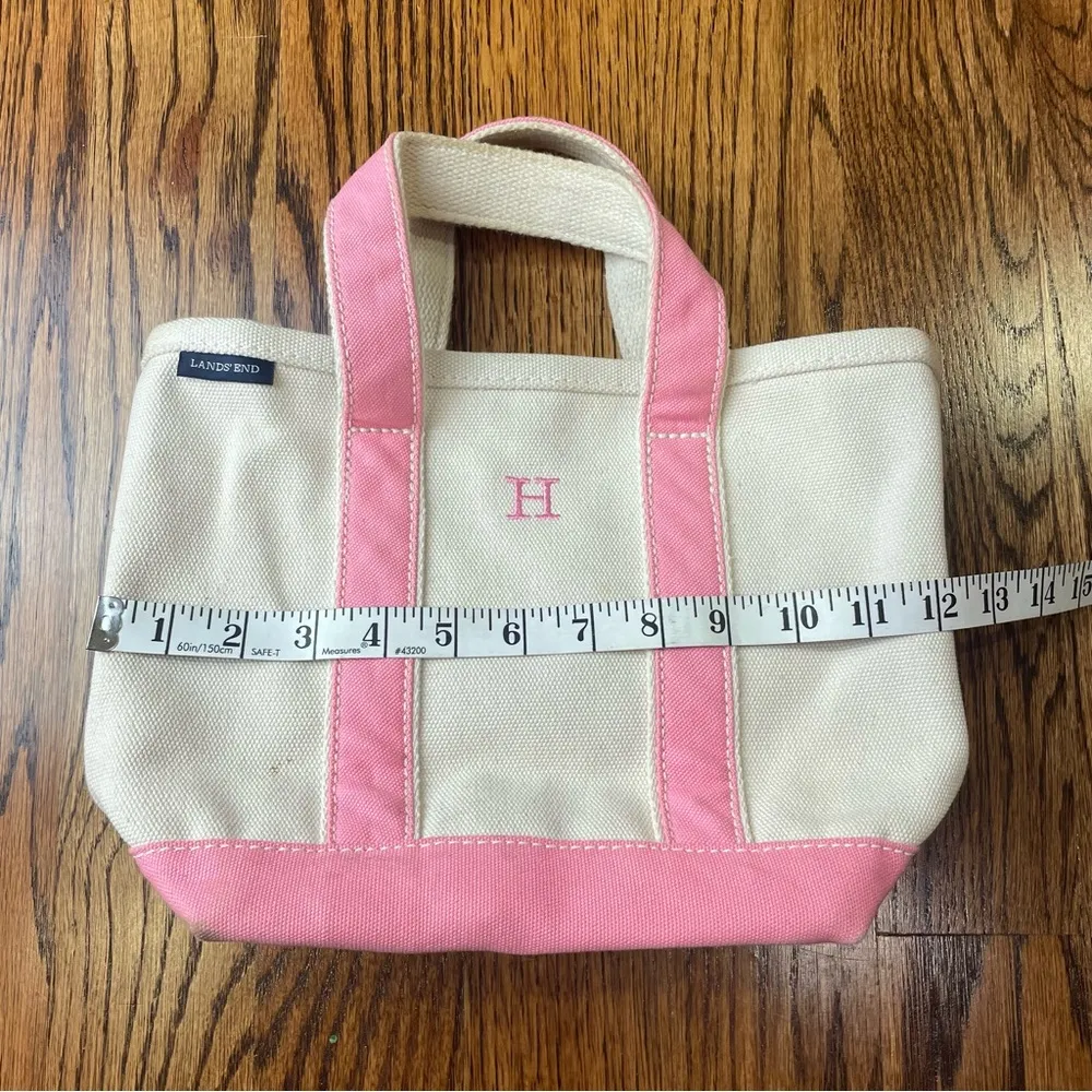 Lands' End Pink and Cream Canvas Tote - Image 4