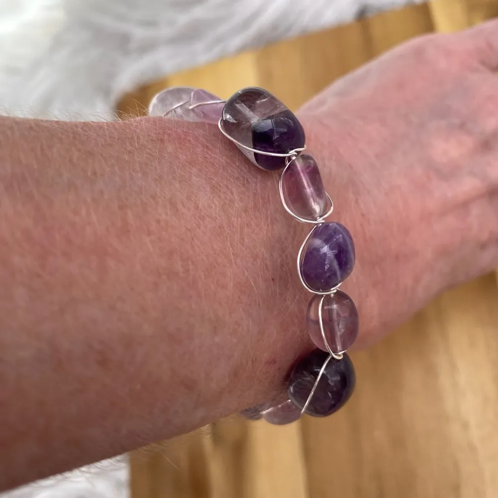 Handcrafted Amethyst and Fluorite Wire Wrapped Set - Image 10