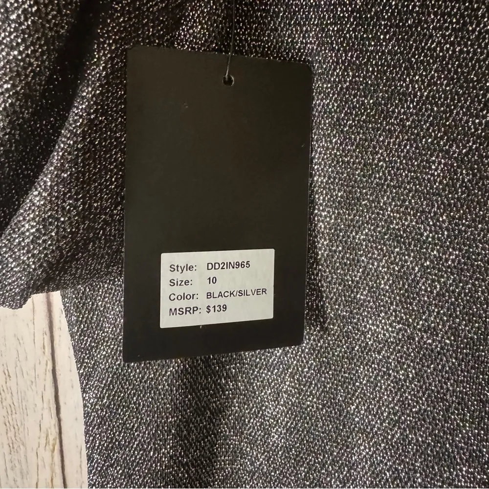 DKNY Women’s Long Sleeve Elegant Black Silver Glitter Dress Sz 10 NWT - Image 5