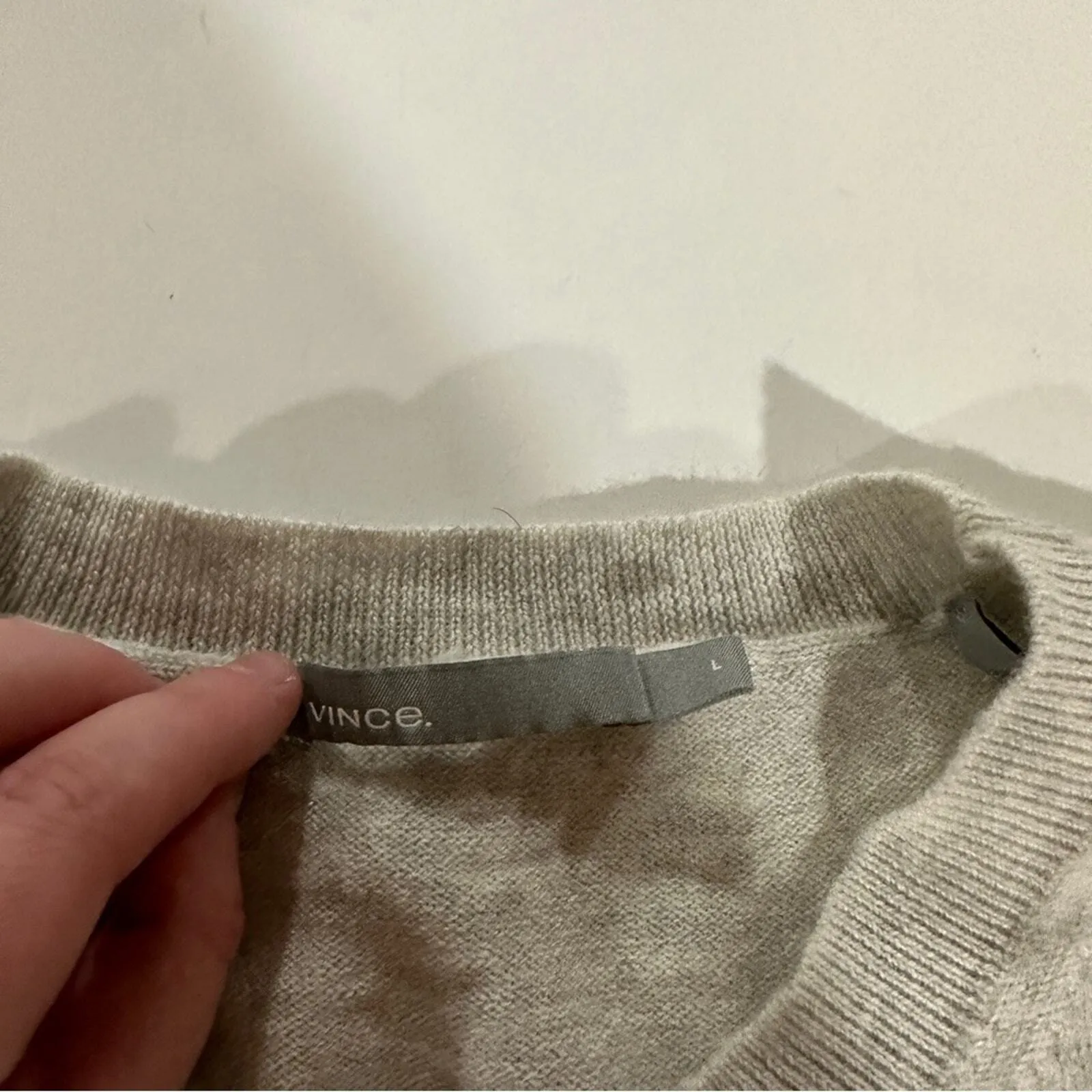 Vince Light Gray Merino Wool Pullover Sweater Women's Large Work Minimalist - Image 5