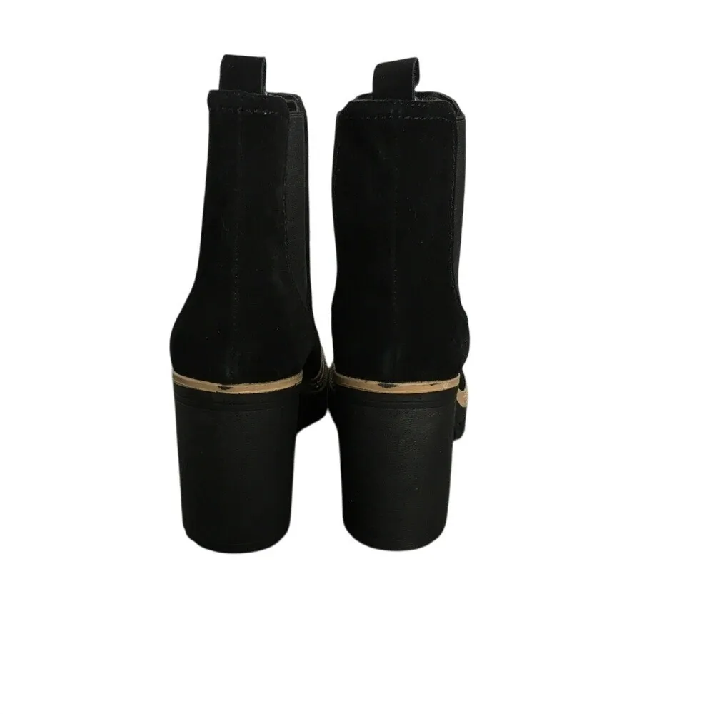 Steve Madden Lexi Booties cow suede upper pull on tabs black size 9.5 heels 3.5" - Image 2