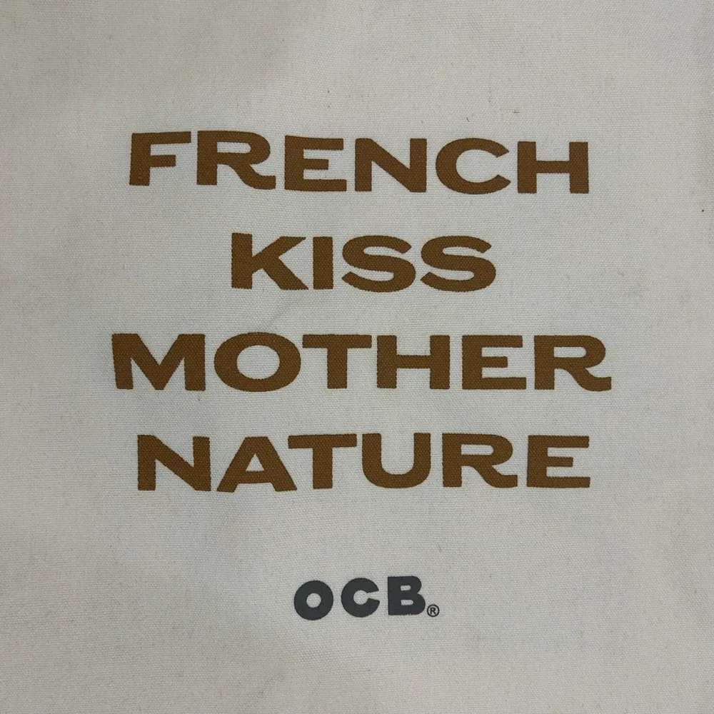 French Kiss Mother Nature OCB Natural Rolling Papers Smoking Beige Tote Bag. - Image 3