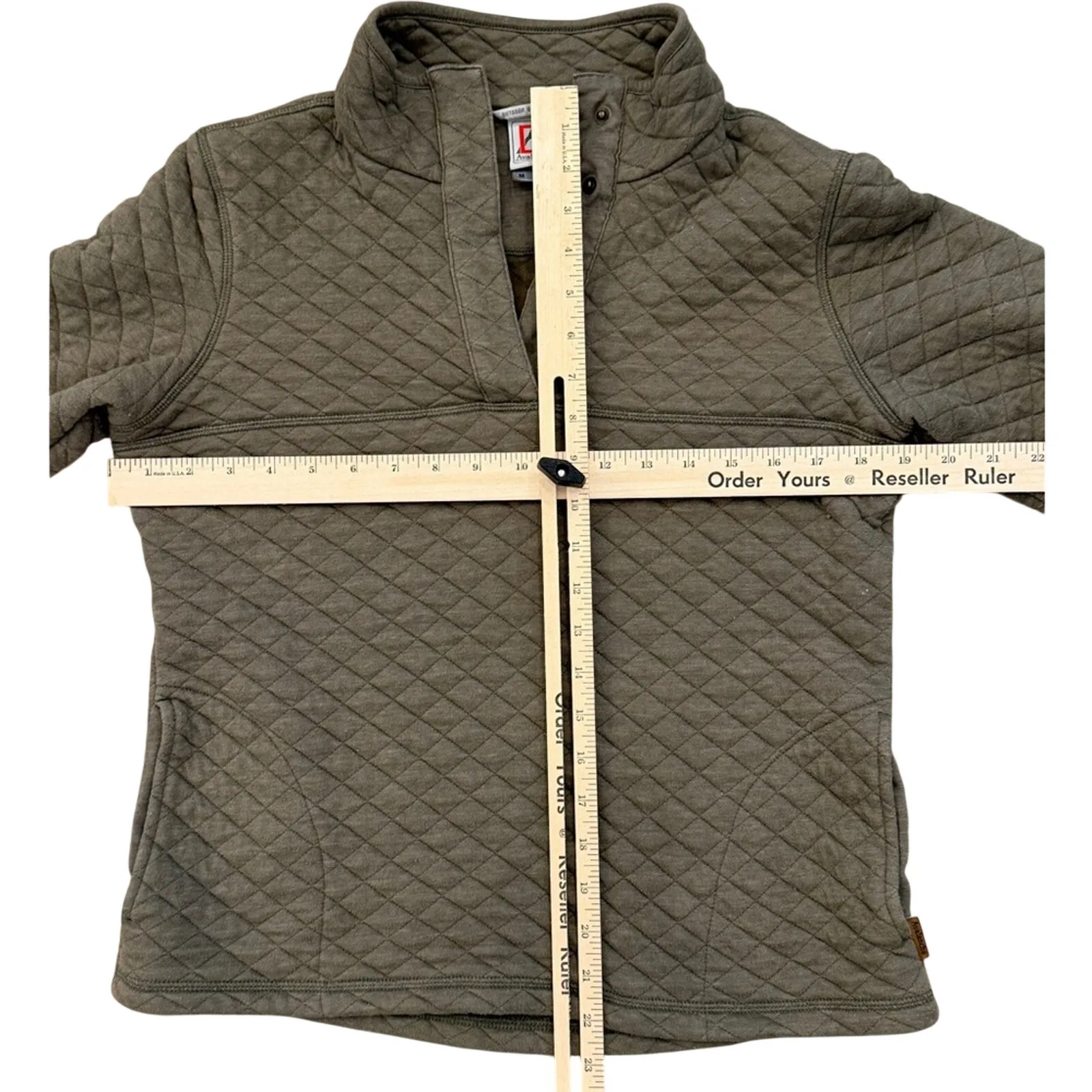 Avalanche Olive Green Quilted Long Sleeve Pullover Henley Sweatshirt Jacket sz M - Image 3