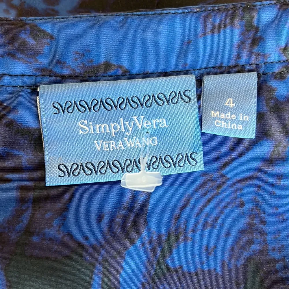 Simply Vera Dress Vera Wang Royal Blue Black Floral Womens 4 Silky Small - Image 8