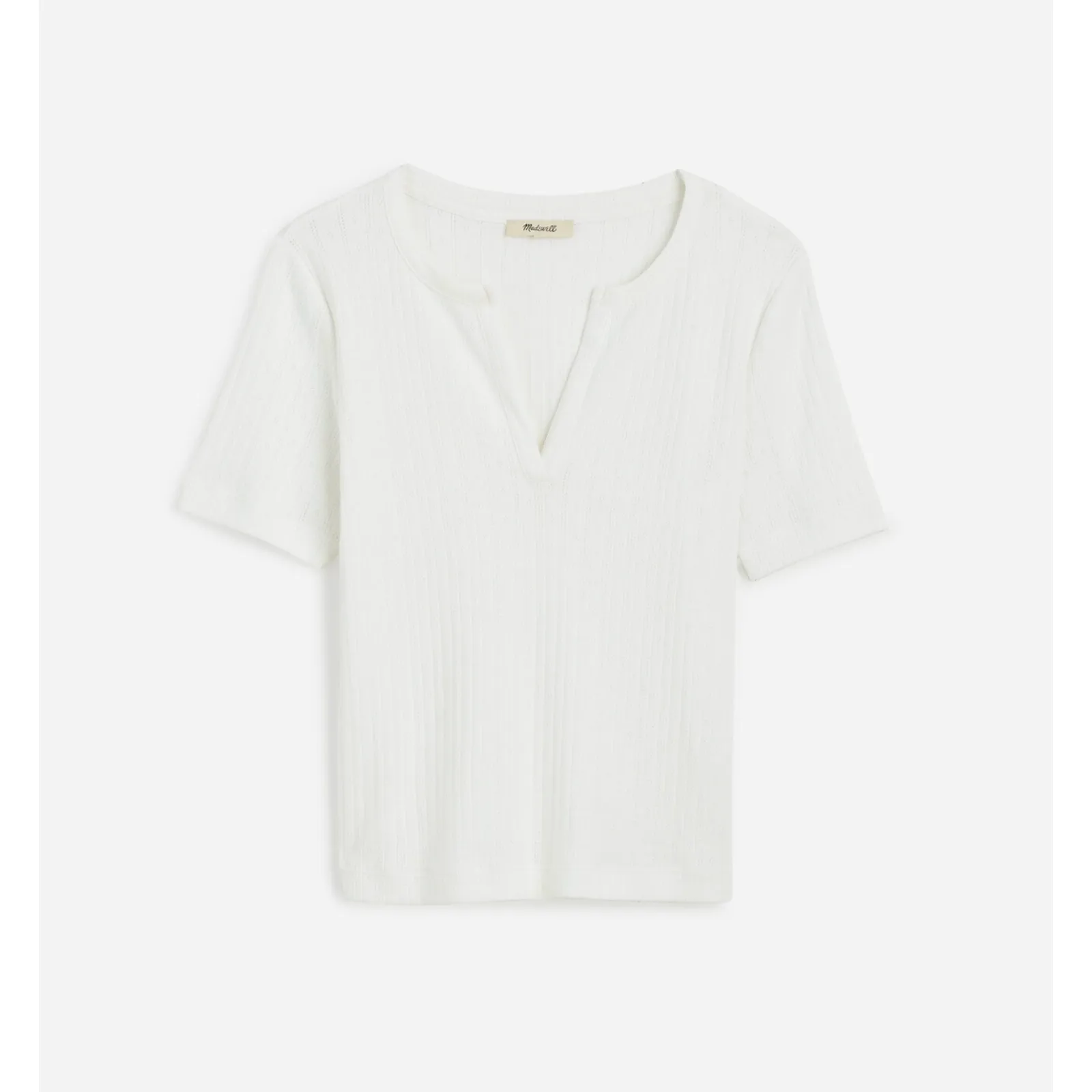 Madewell Pointelle Notch Neck Tee Shirt Cotton White Basics Casual Small NWT - Image 5