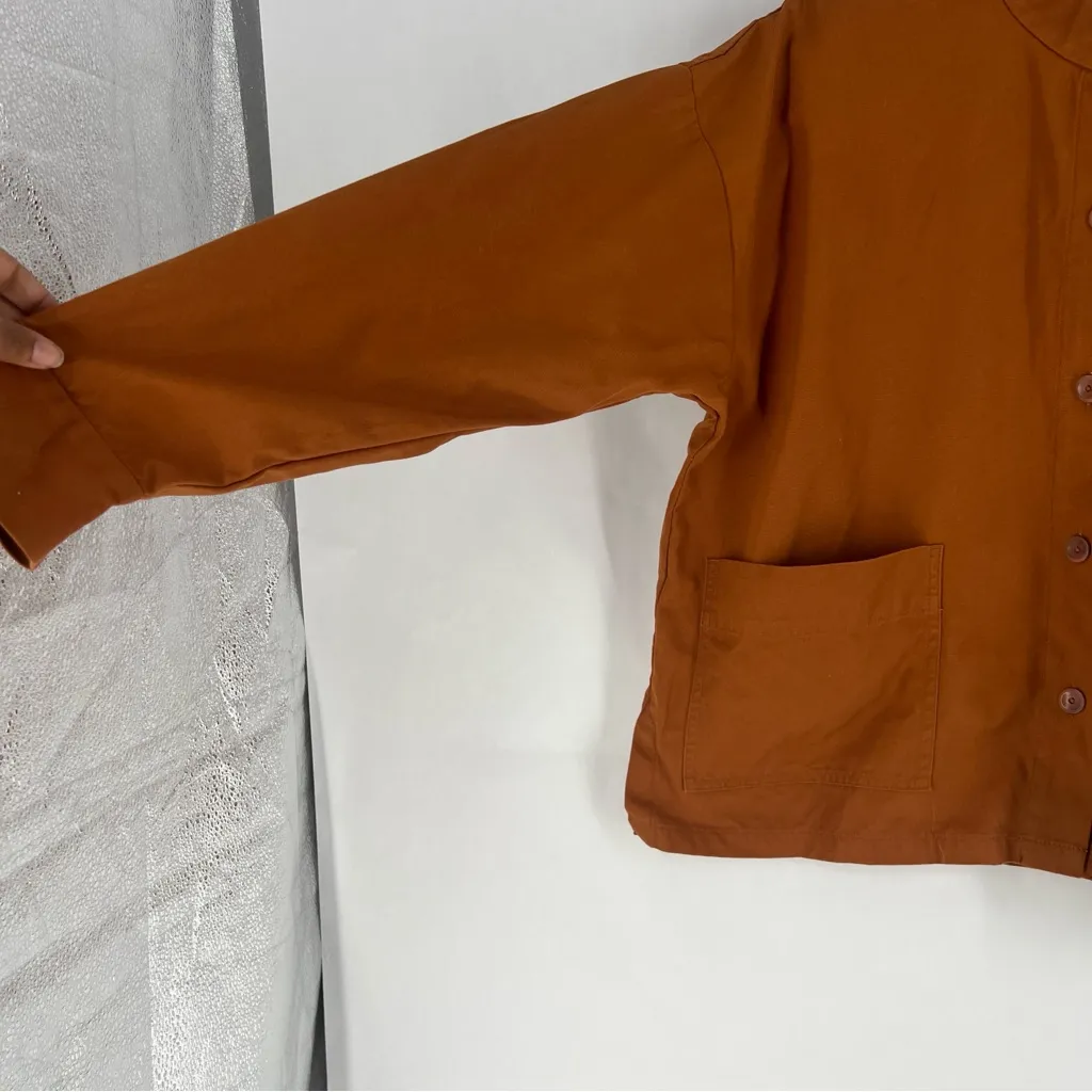 Eileen Fisher Terracotta Stand-Collar Organic Cotton Canvas Jacket $228‎ NWOT PL - Image 5