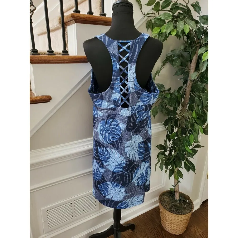 ZeroXposur Women Blue Polyester Round Neck Sleeveless Knee Length Dress Size 2XL - Image 7