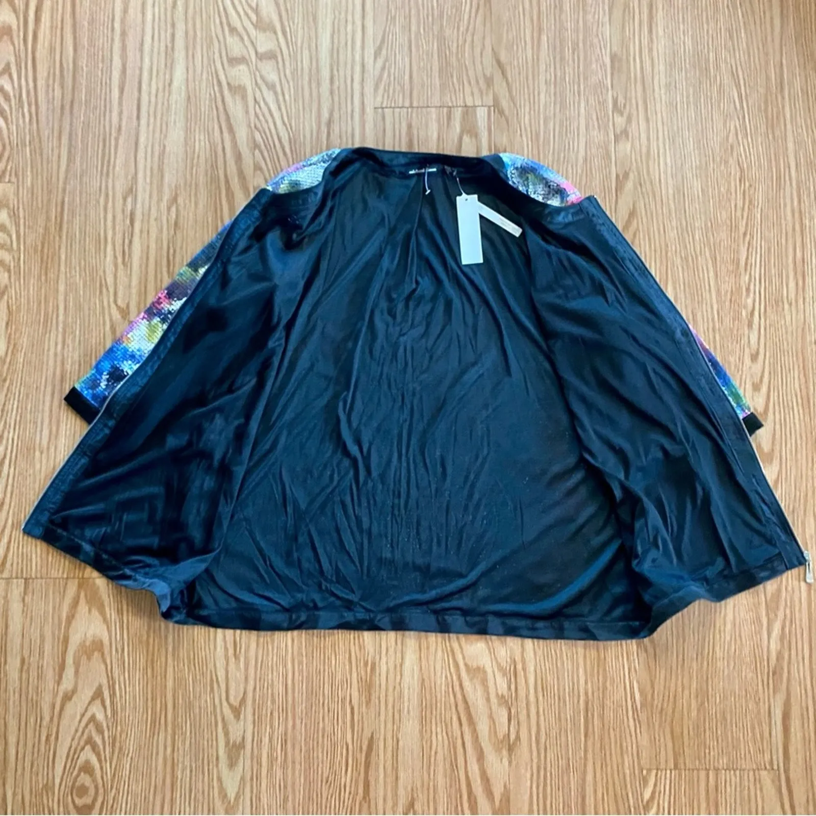 Michael Simon Multicolor Sequin Purple Bomber Jacket Shacket Womens 1X Plus - Image 9