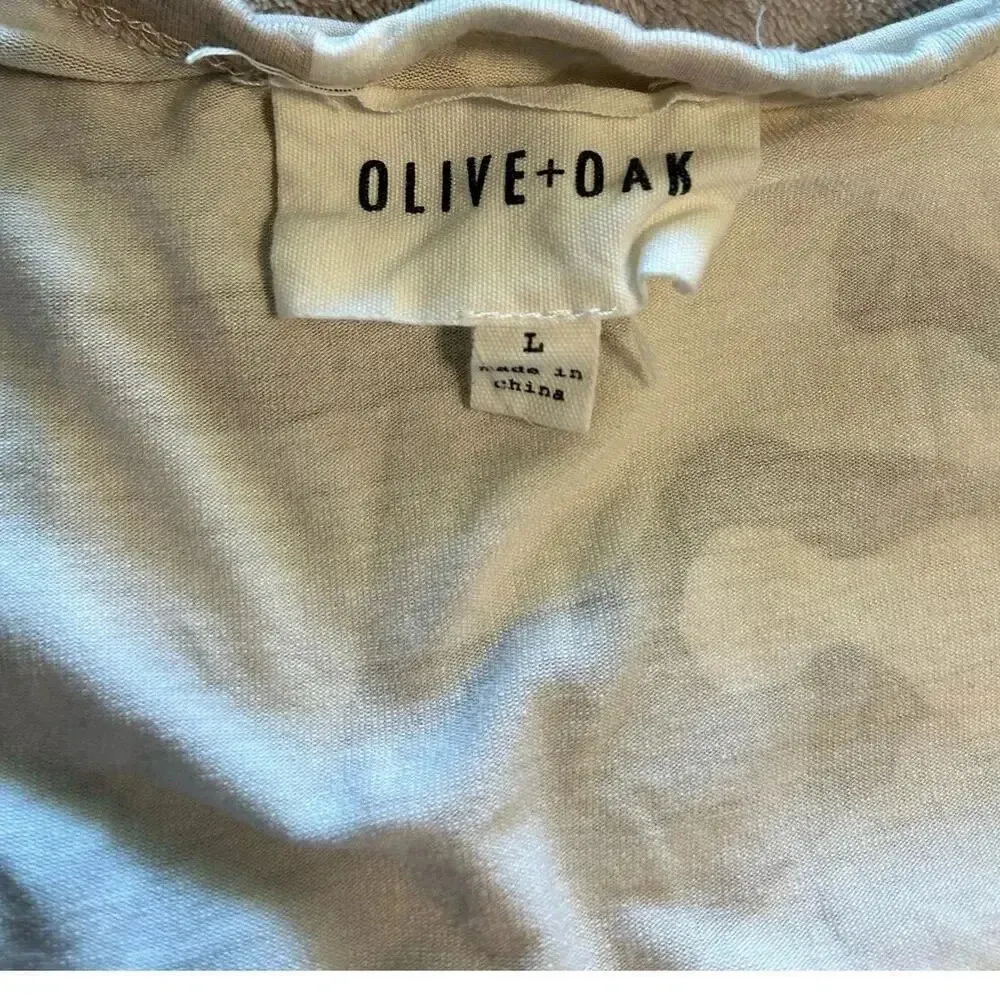 Olive Oak Sleeveless Camo Dress Size Large Neutral Midi High Low V - Image 3