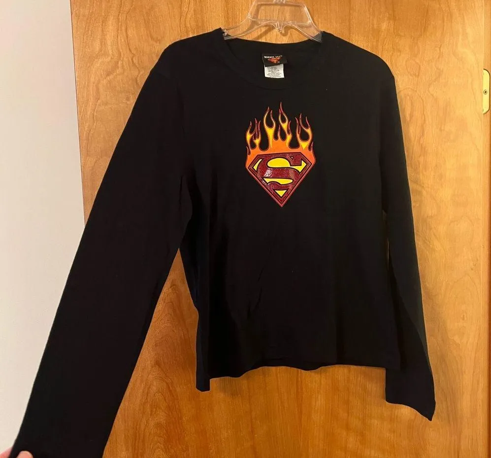 Warner Bros Superman Flames DC Comics Shirt Women’s Super Hero Graphic Tee XXL - Image 5