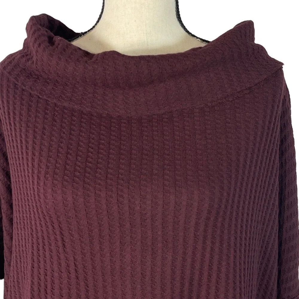 Free People Small Thermal Top Juicy Cowl Neck Split Back Long Sleeve Date Night - Image 3