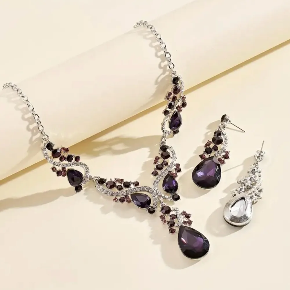 Amethyst Necklace & Earrings Set NWT Purple - Image 3