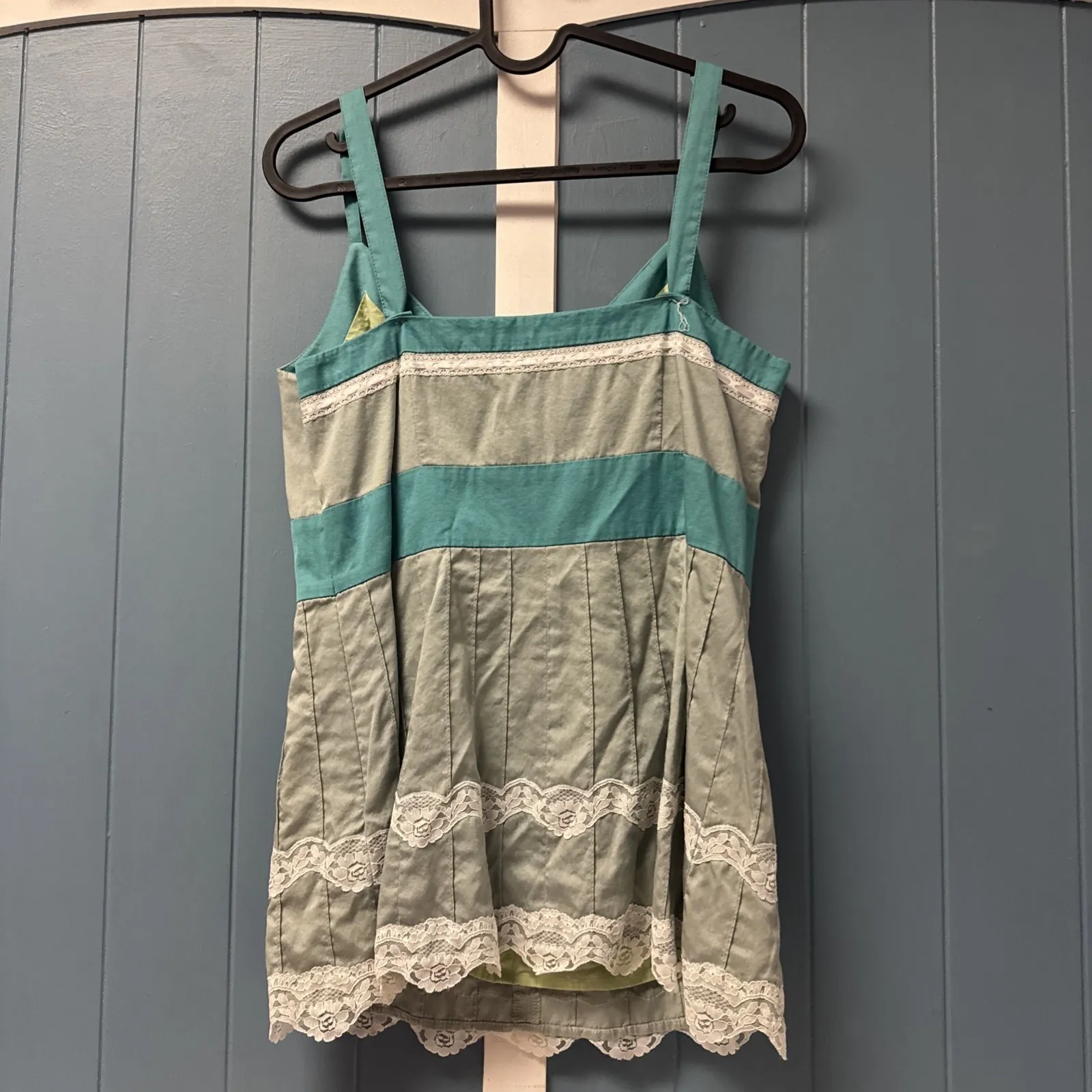 Monsoon Embroidered Appliqué  Roses Teal‎ Sage Green Tank Top size UK12 EUR40 M - Image 6