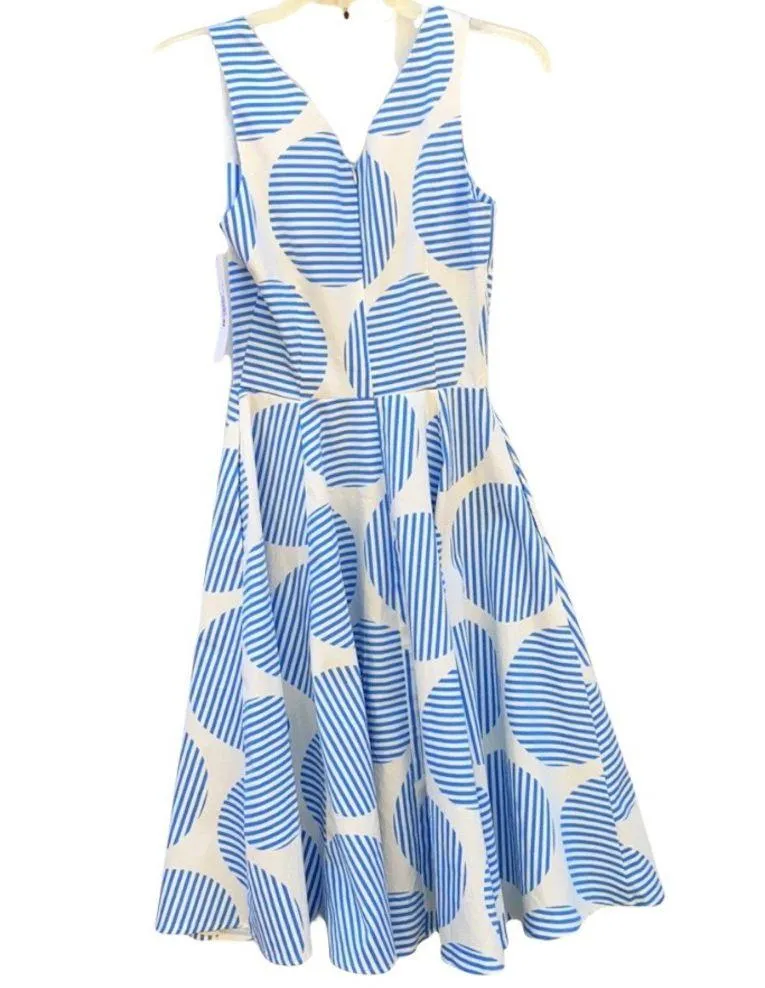 Womens Size XS Vera striped polka dot fit & flare white pinup dress NWT - Image 2