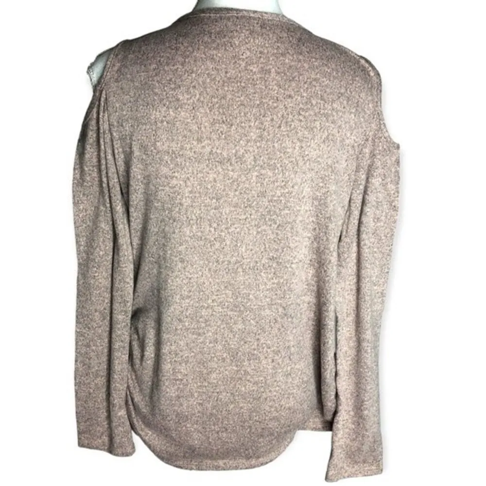 Siren Lily Maternity Cold Shoulder Pullover Long Sleeve Sweater Pink Size L - Image 3