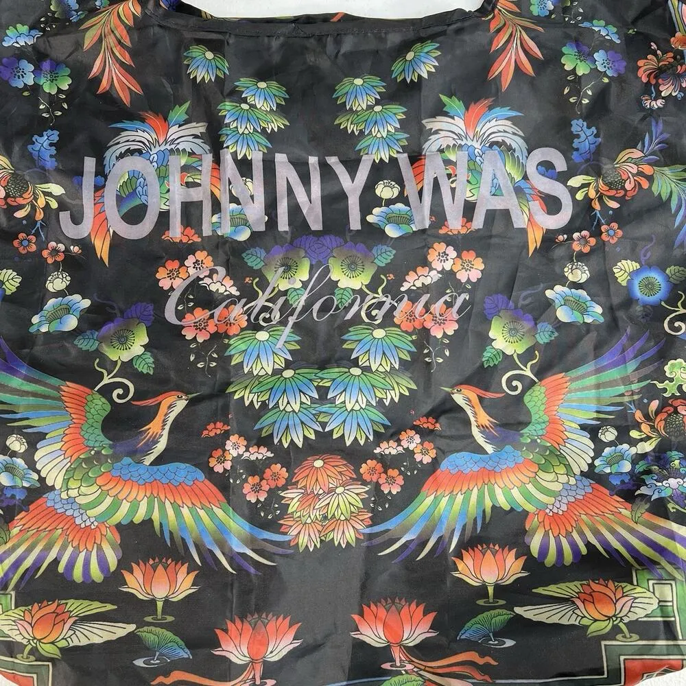 Johnny Was Floral Phoenix Birds Packable Shopping Bag Tote Reusable Everyday - Image 3