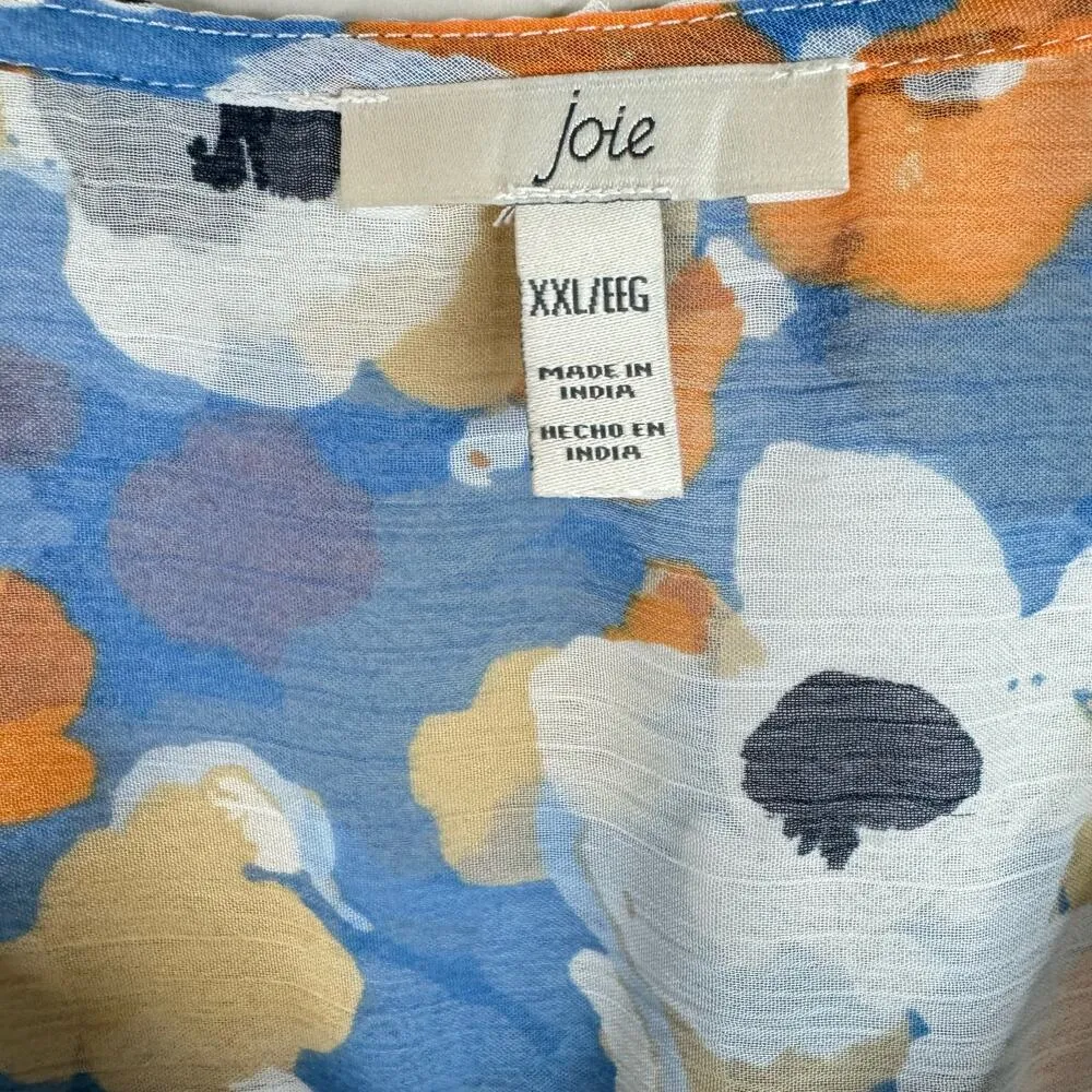 Joie Tiered Ruffle High Low Midi Dress Blue White Floral Print Lightweight XXL - Image 8