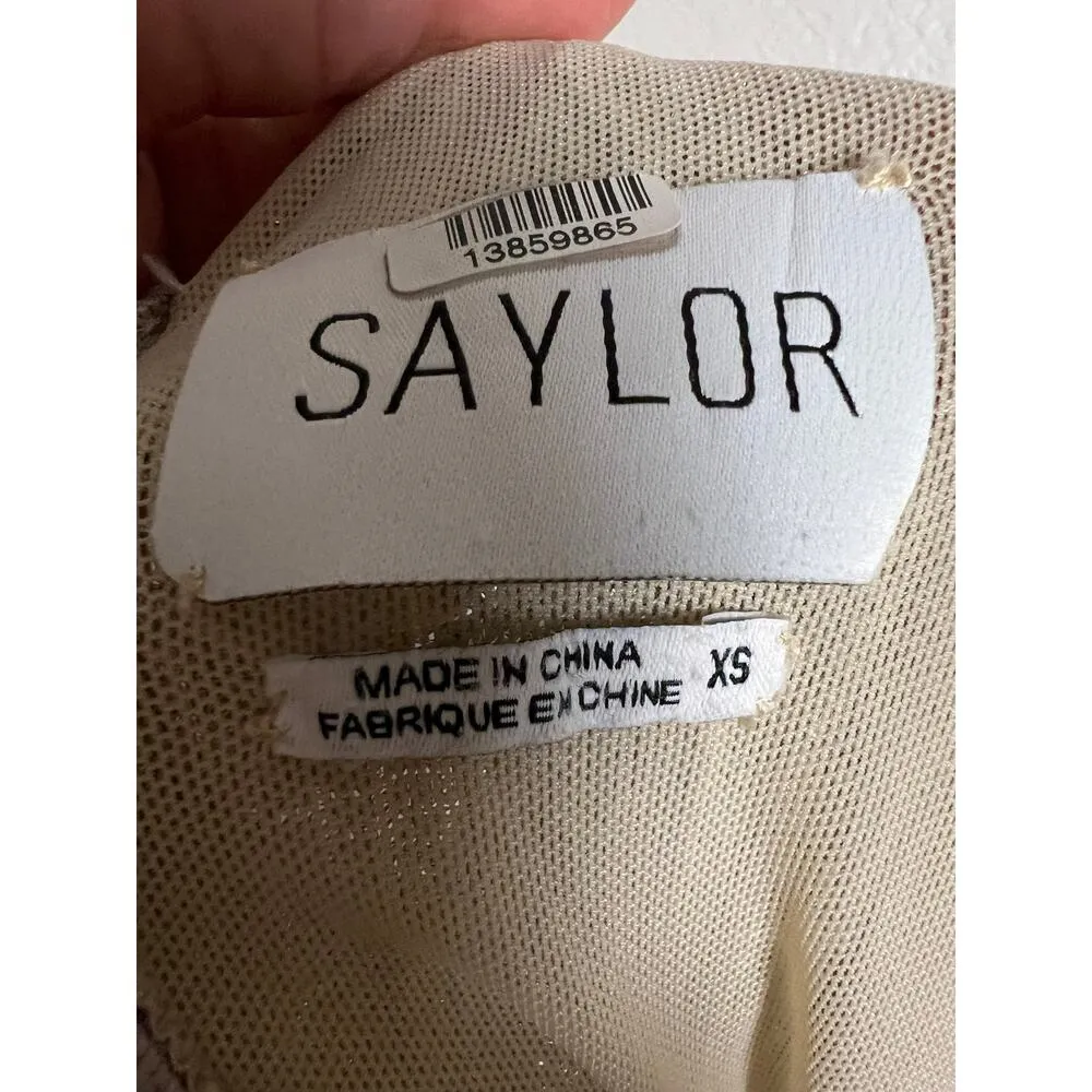 Saylor Saydee Silver Metallic Plisse Jacquard Mock Neck Party Mini Dress Size XS - Image 15