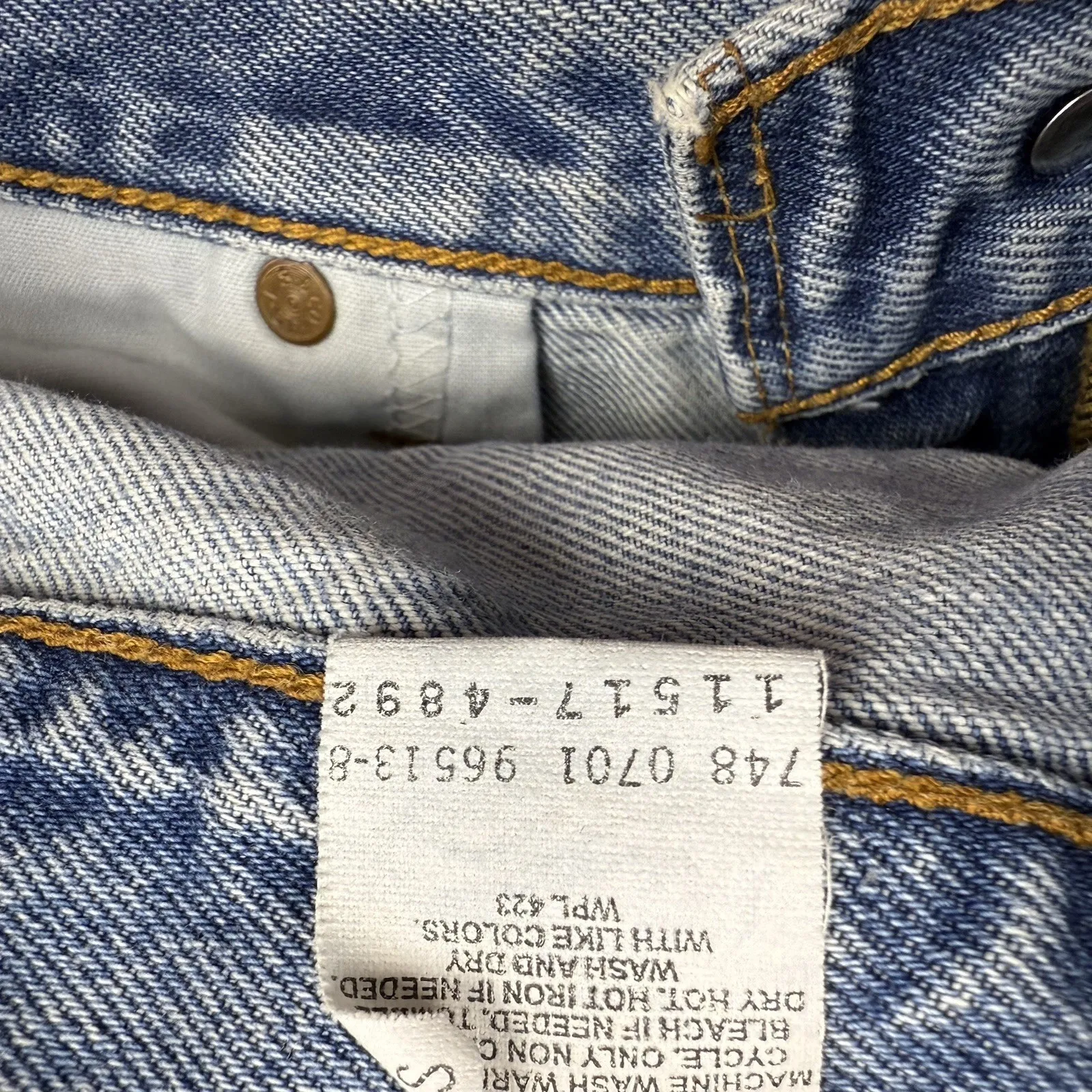 VTG Levi's Jean Shorts 517 Blue Cut Off Cotton Denim Jorts USA Size 30"x5.5" - Image 3