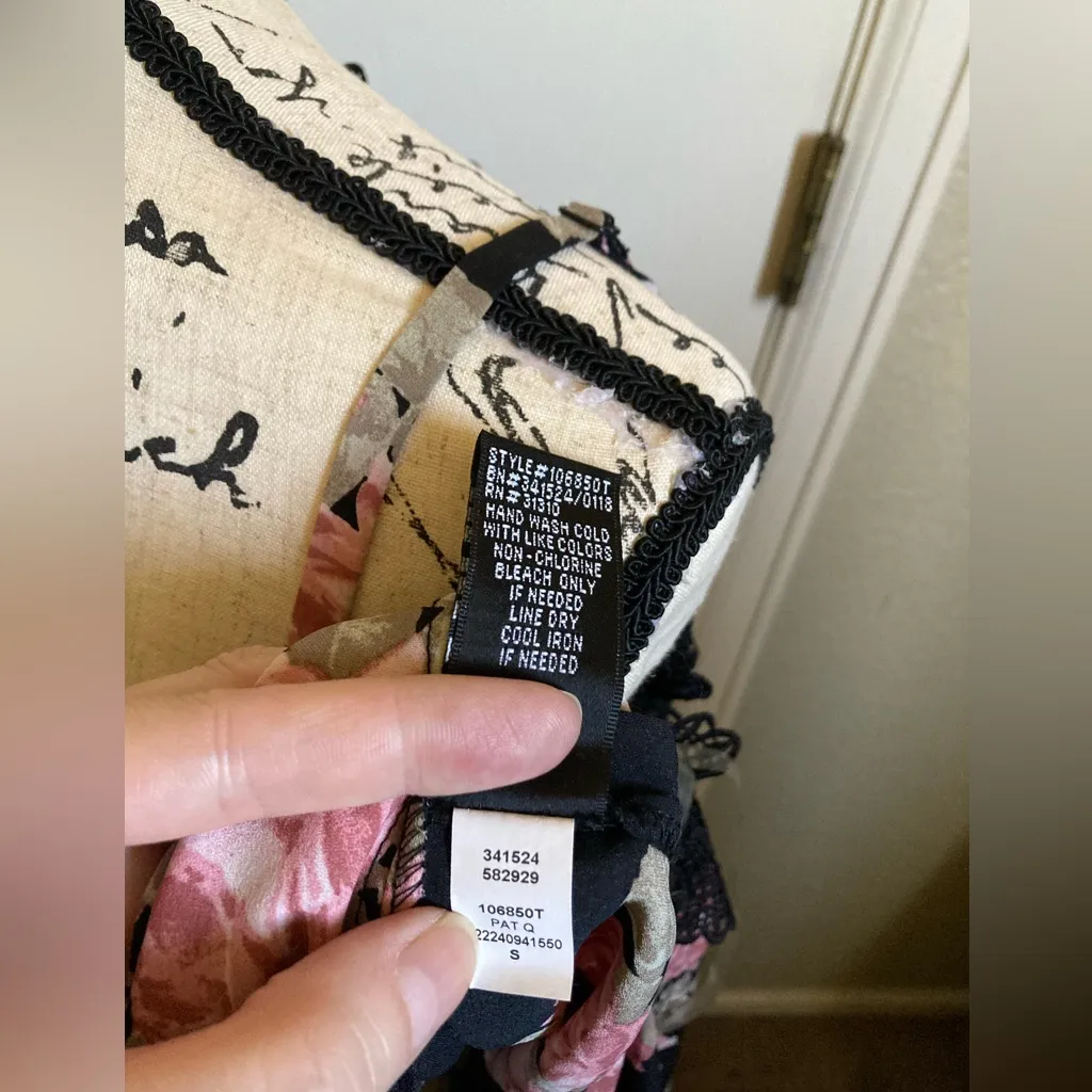 IZ Byer Black Floral Off Shoulder Black Lace Trim Blouse #W - Image 4