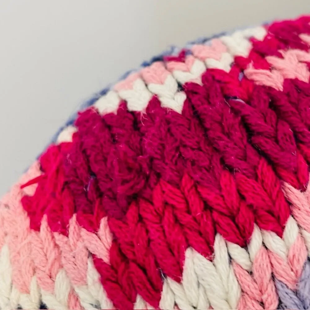 Vintage 80's Hand Knit Chunky Turtleneck Floral Cottagecore Sweater L/XL - Image 3