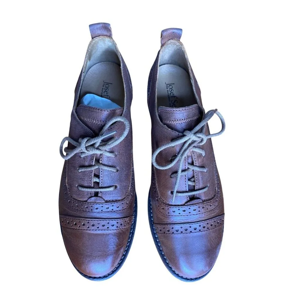 Josef Seibel Brown Leather Oxford Shoes Size 37/6 With Padded Insole & Classic - Image 8
