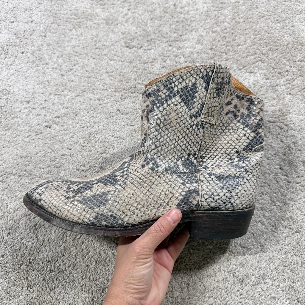 Miz Mooz Women’s Cabana Short Western Boots in Taupe Snake Print Leather 9 - Image 9