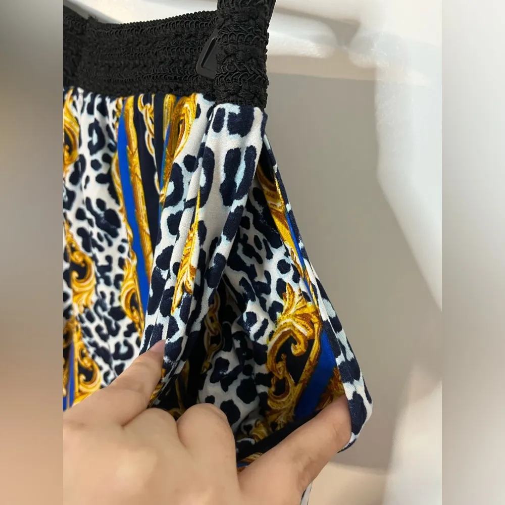 Eyecandy Baroque Ornate Gold Leopard Chains LuxuryStretchy Spandex Shorts Sz 1X - Image 8