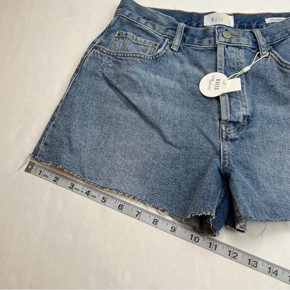 Rails The Fairfax High Rise Cutoff Short Women Size 28 Blue Denim Button Fly NEW - Image 12