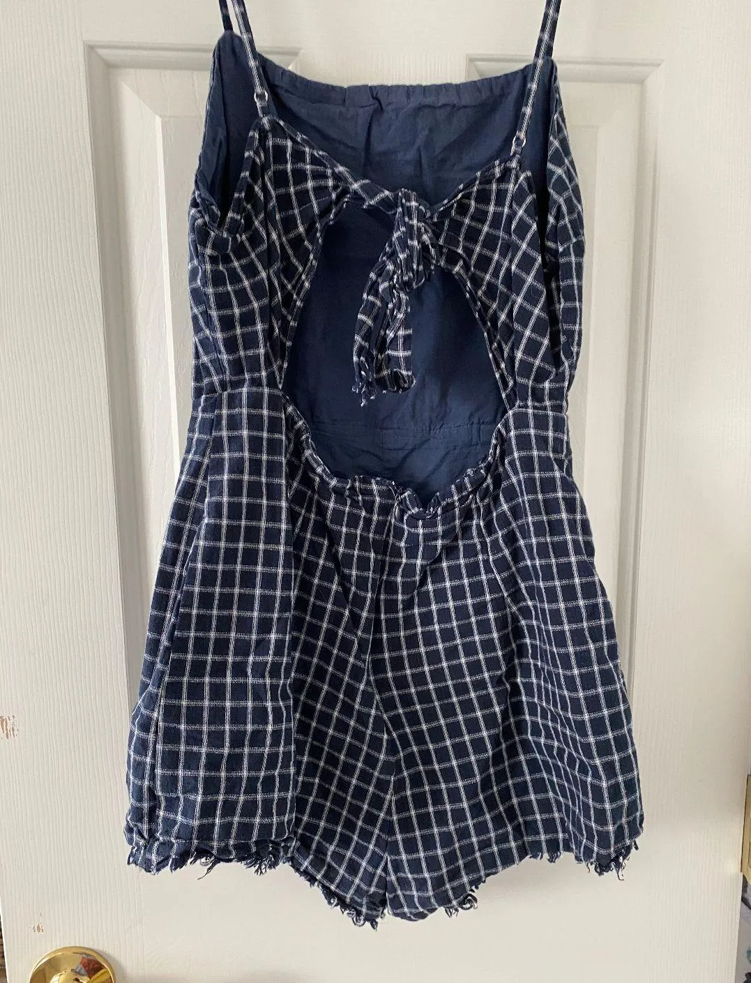 quiet storm navy blue plaid romper  - Image 2