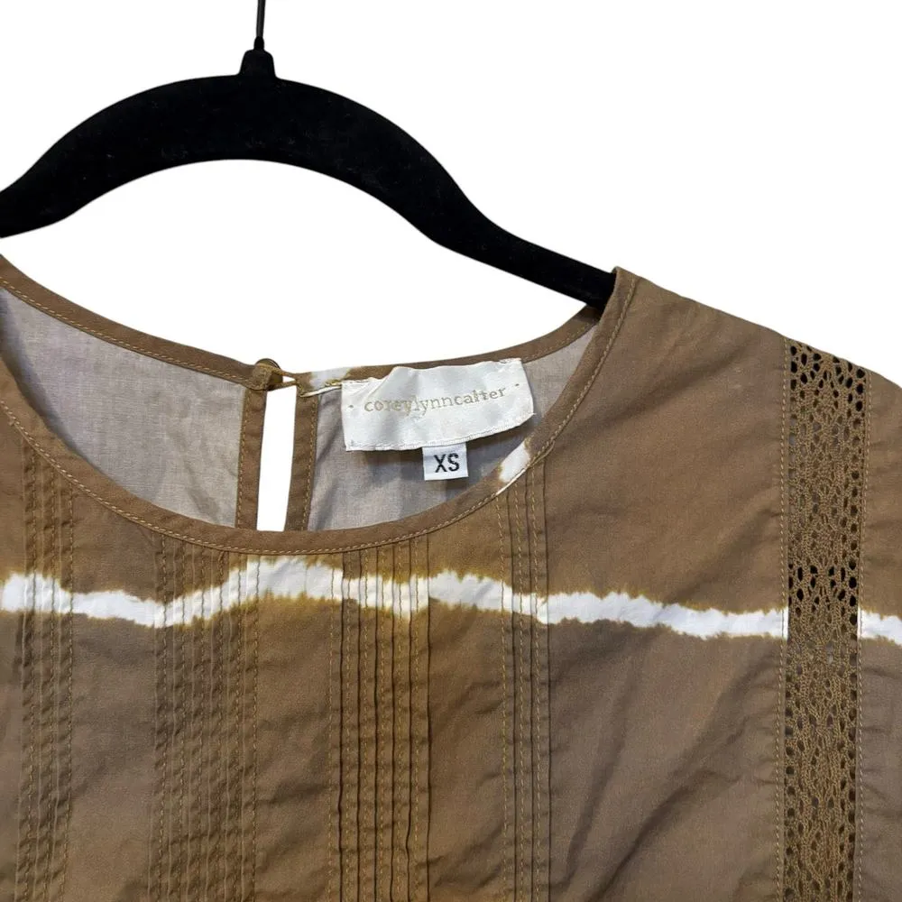 Anthropologie Corey Lynn Calter Green Brown White Tie Dye Tunic Dress Size XS - Image 3
