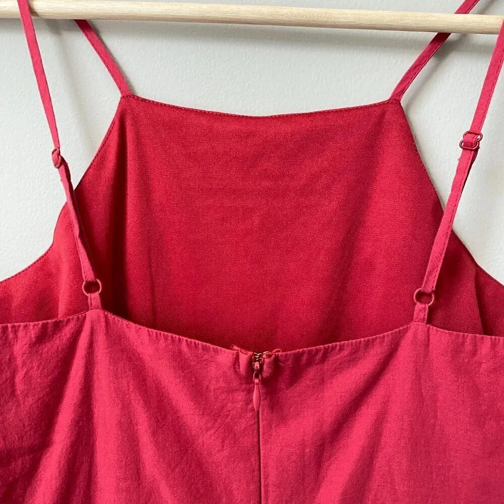 Blue Rain Women's Medium Sleeveless High Neck Boho Eyelet Scalloped Red Romper - Image 15