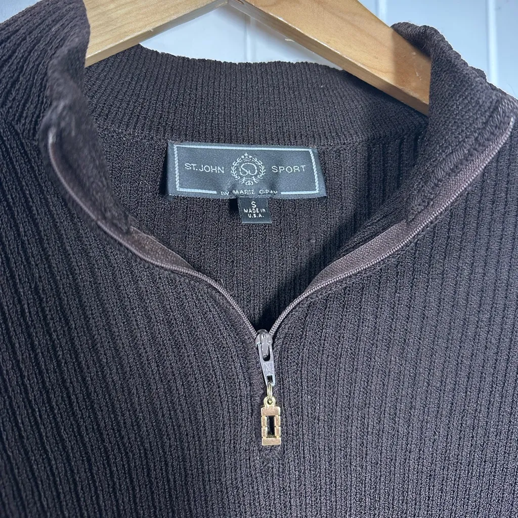 St. John Sport by Marie Grey Quarter Zip Brown - Image 2