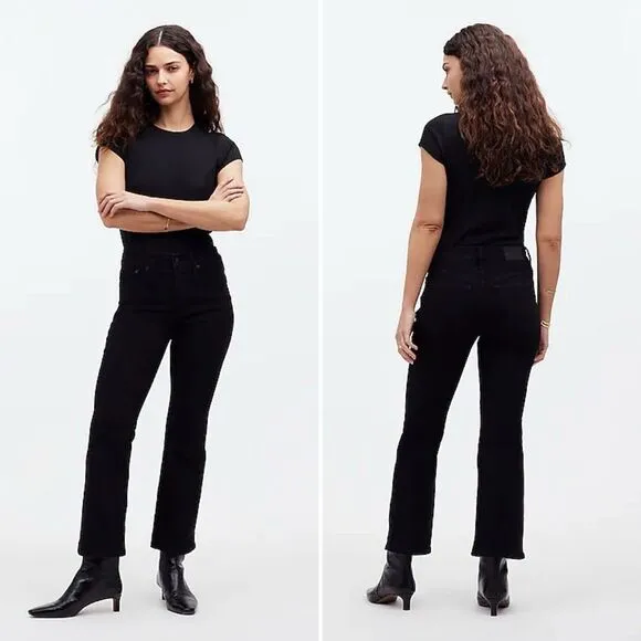 Madewell Petite Kick Out Crop Jeans in Black Rinse Wash Size 27 - Image 2