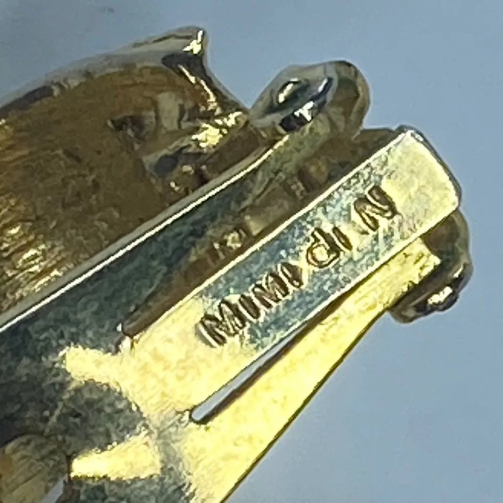 Mimi di N Vintage Clip on Earrings Gold Color Metal White Enamel Retro MCM - Image 15