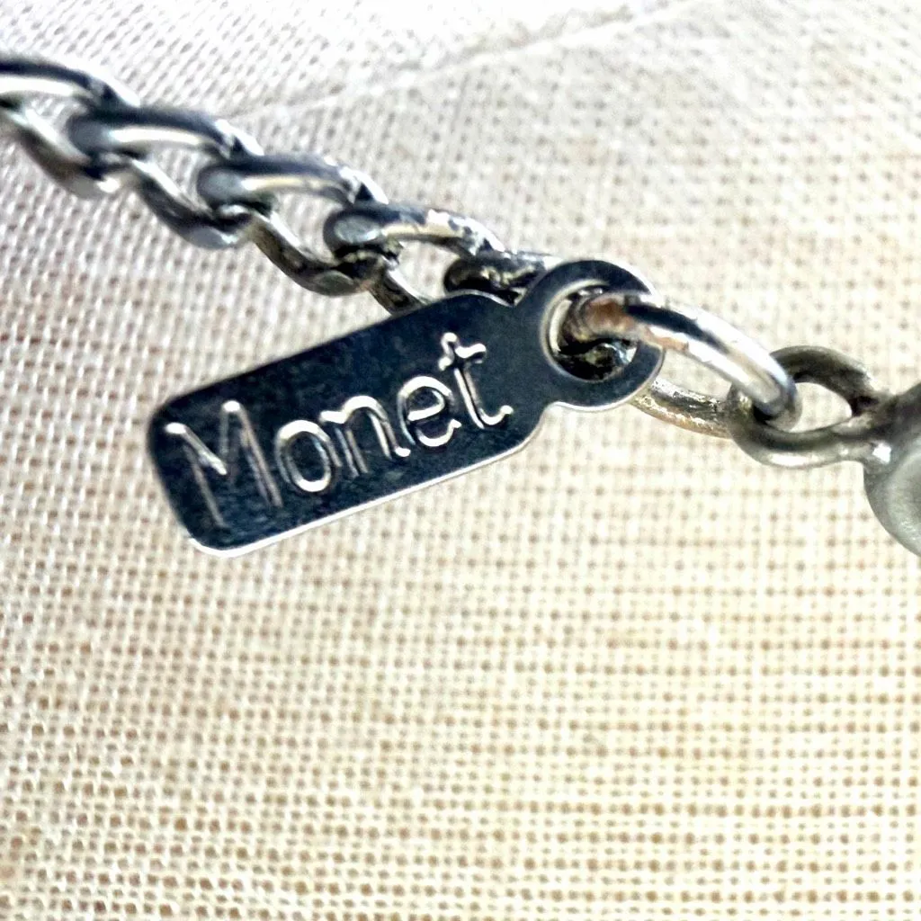 Monet Vintage Silver Tone Tassel Pendant Necklace - Image 3