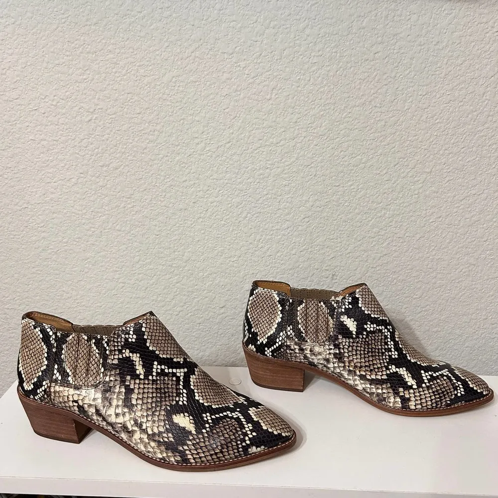Madewell Sonia Chelsea Boots In Snake Print Size 9 Almond Toe Block Heel - Image 11