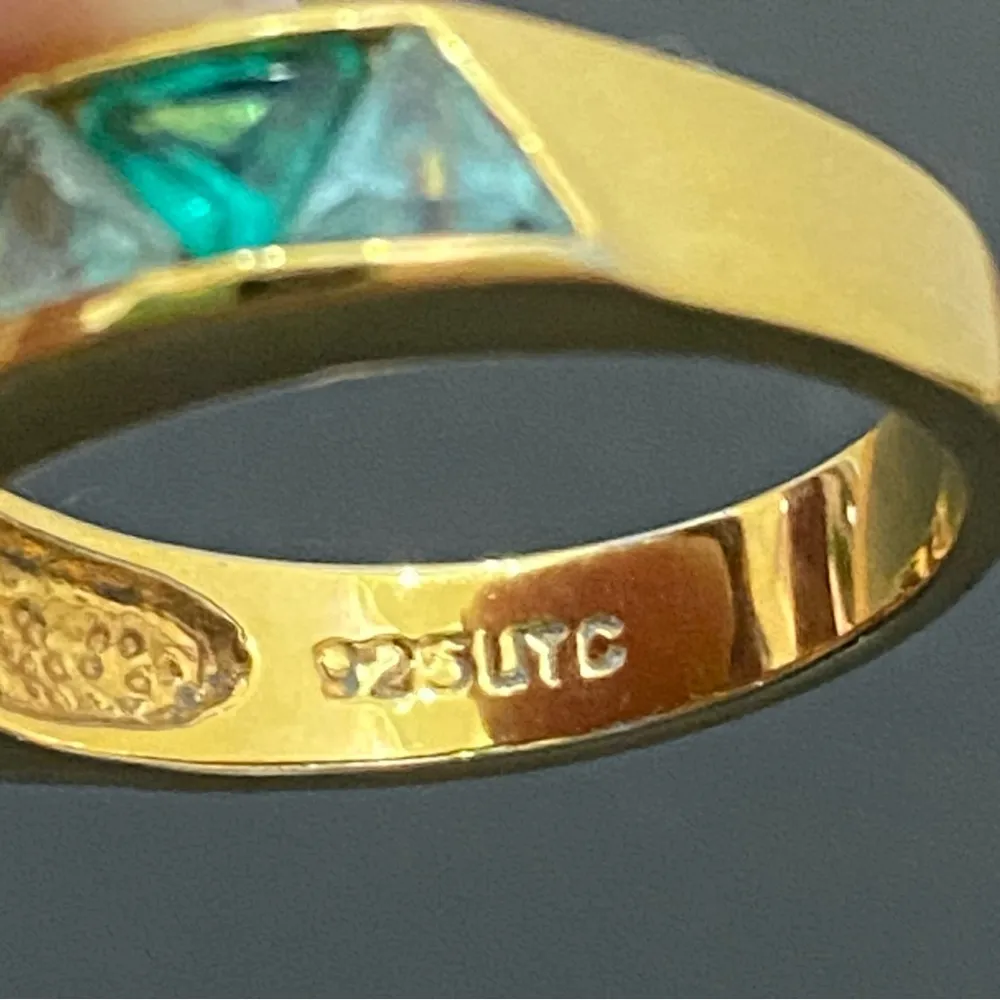 SUZANNE SOMERS 925 Gold Emerald Green Trilliant CZ Cubic Zirconia Ring Size 8 - Image 15