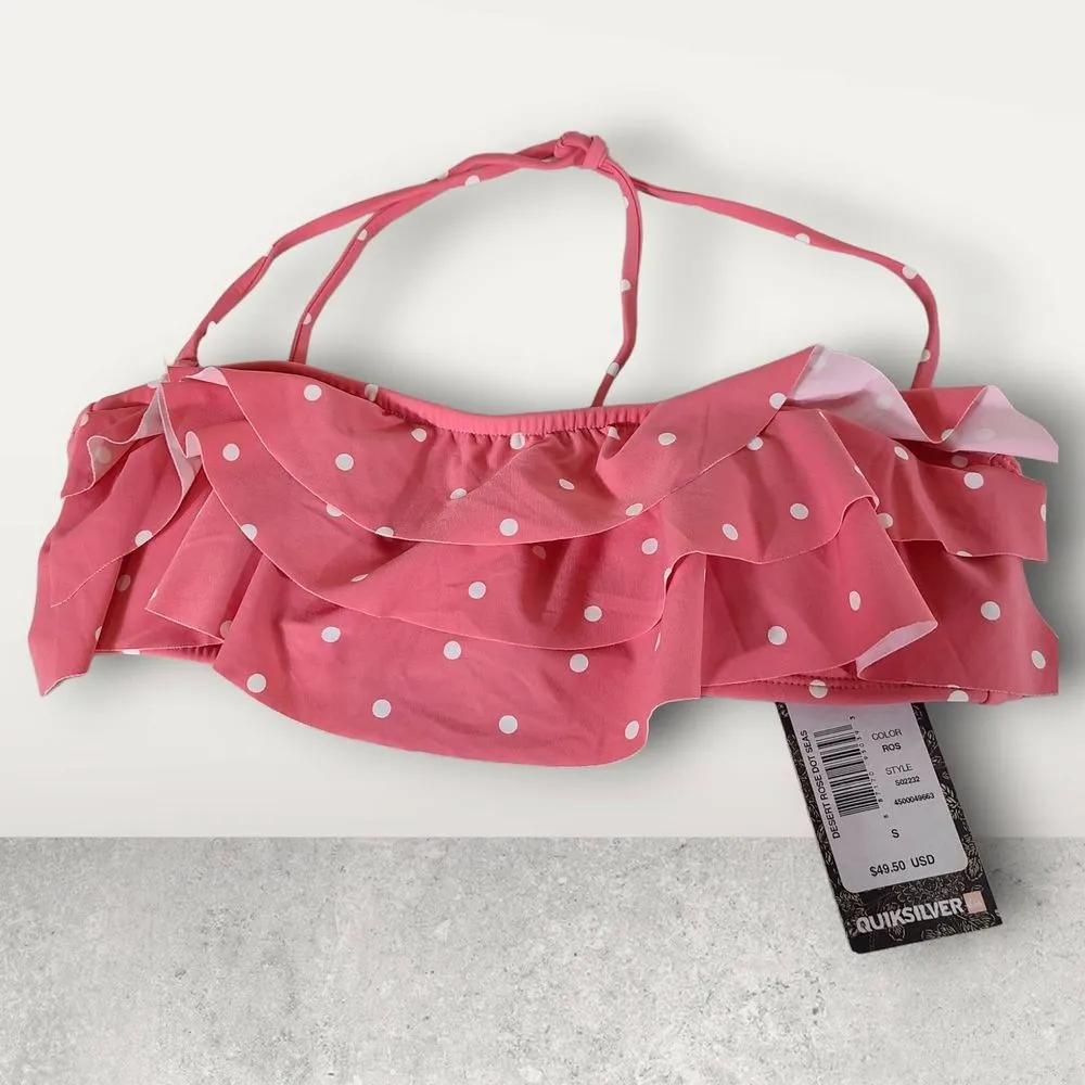NWT Quiksilver Desert Rose Dot Seascape Bandeau Bikini Top Size Small - Image 2
