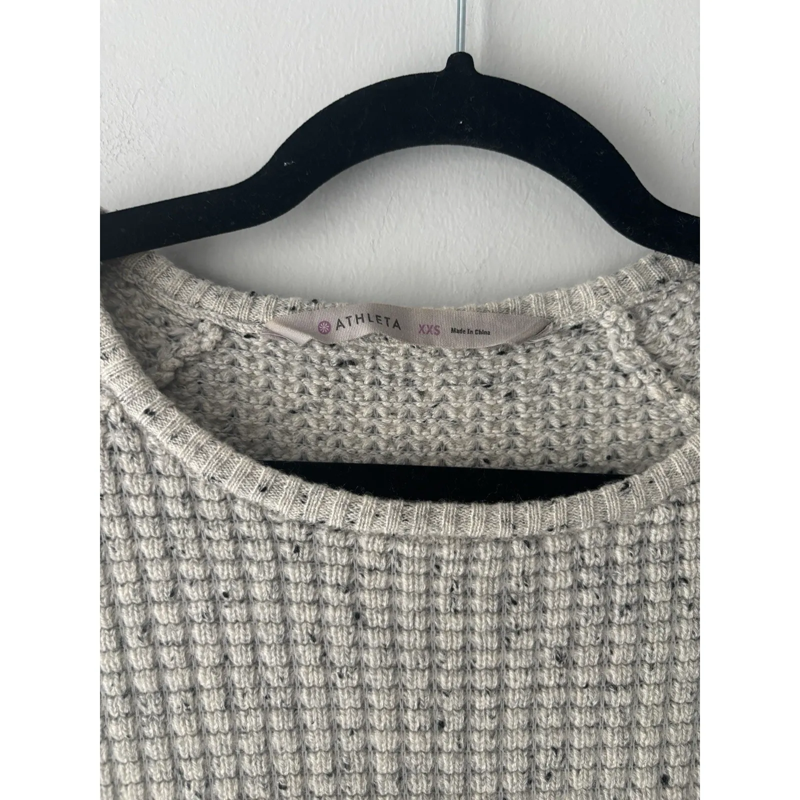 Athleta Women's Cashmere Lodge Sweater Grey Donegal Speckled Scoop Neck Size XXS - Image 4