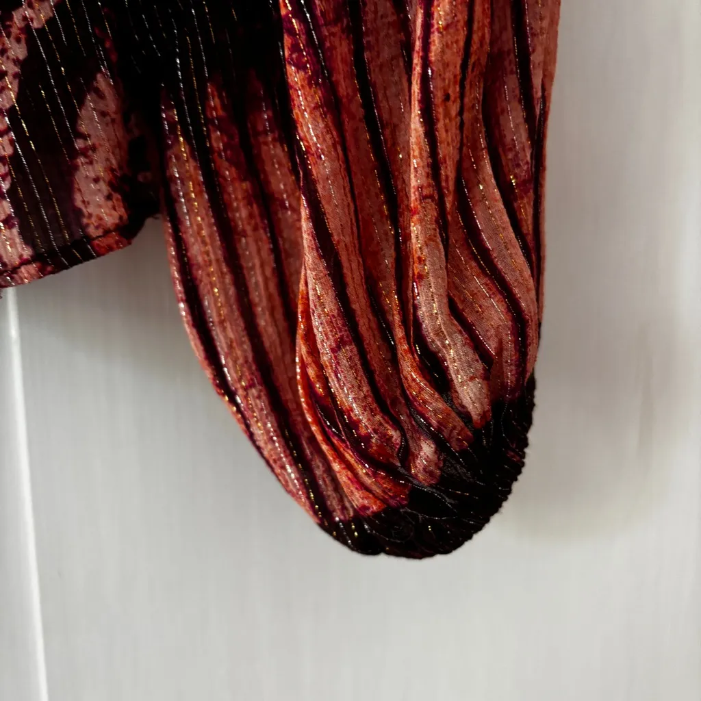 Ulla Johnson Bordeaux Yulia Printed Metallic Blouse Top Size 2 Fall Autumn - Image 15