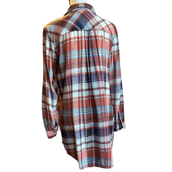 Entro Orange Plaid Button Down‎ Shirt Sz M - Image 3