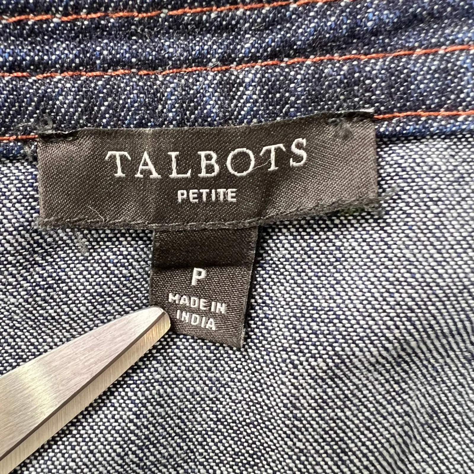 Talbots Petite Denim Shirt Dress Tie Belt‎ 3/4 Sleeve 100% Cotton Button Front P - Image 4