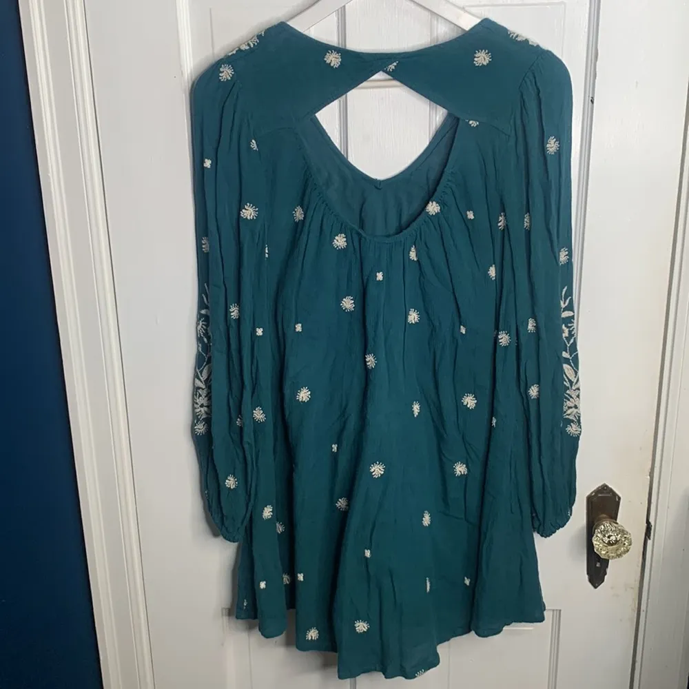 Free People Sweet Tennessee Embroidered Emerald Green Mini Dress W-689 Size XS - Image 10