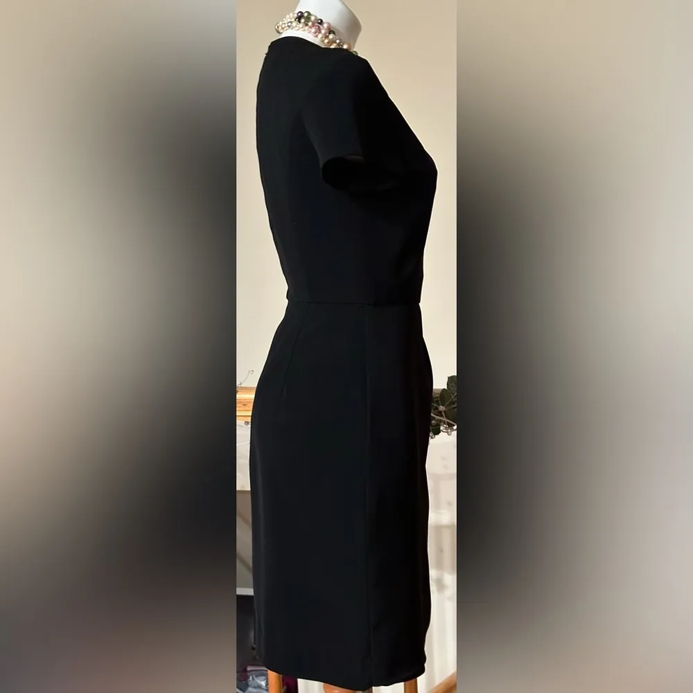 Jones New York  Black Side Pleated Sleeveless Sheath Career Dress Zip Back Sz 4. - Image 5