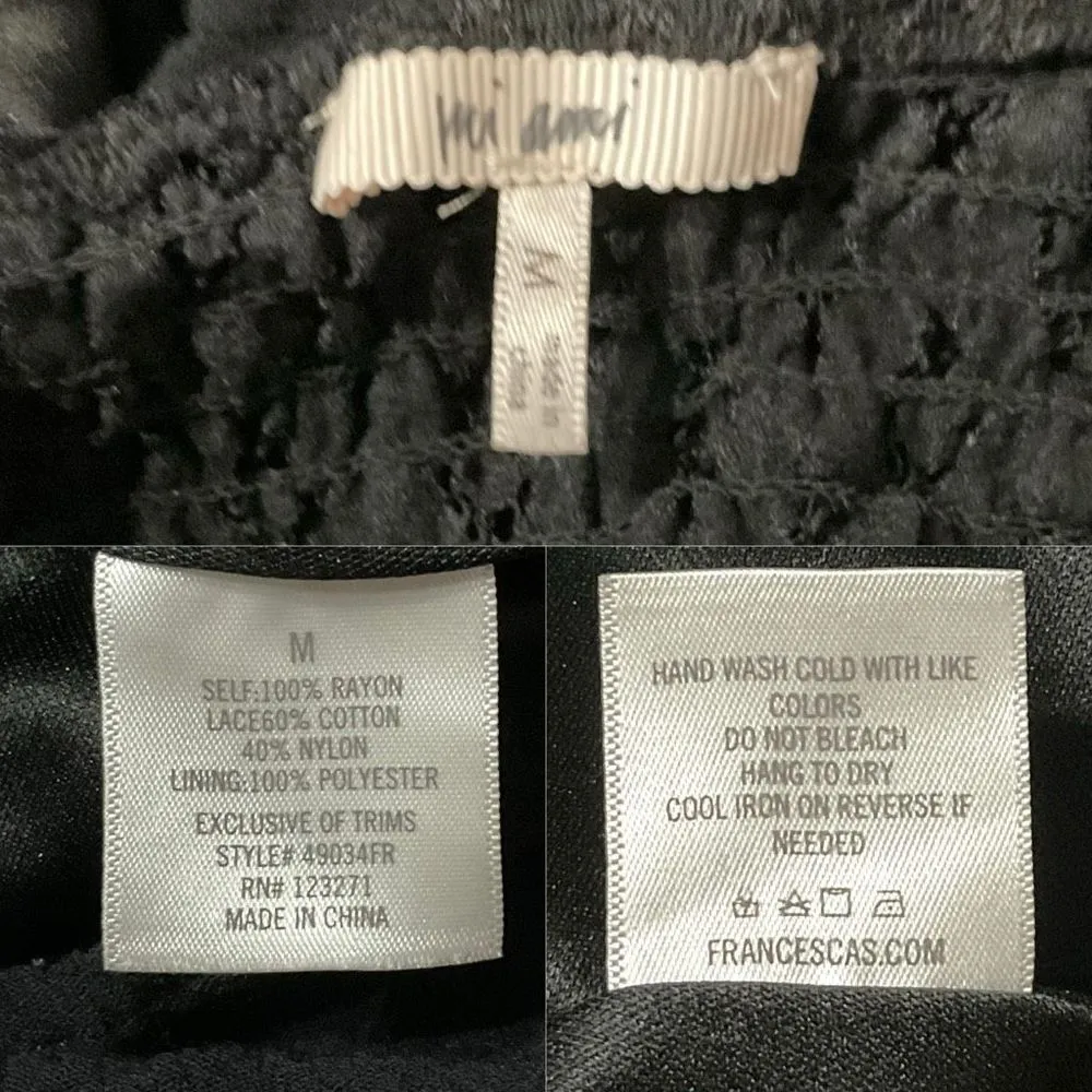 Mi Ami Black Lace Crochet Strappy Sleeveless Fit and Flare Dress Medium - Image 6