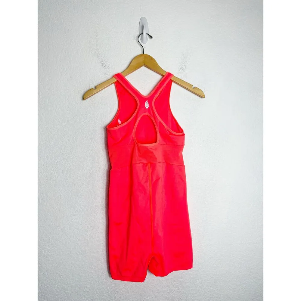 Free People FP Movement Every Single Time Runsie Size M/L Neon Coral Romper - Image 13